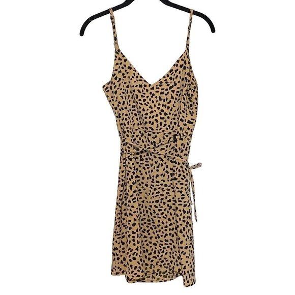 Sanctuary Tan & Black Animal Print Wrap Sheath Mini Dress Size Small - Picture 4 of 11